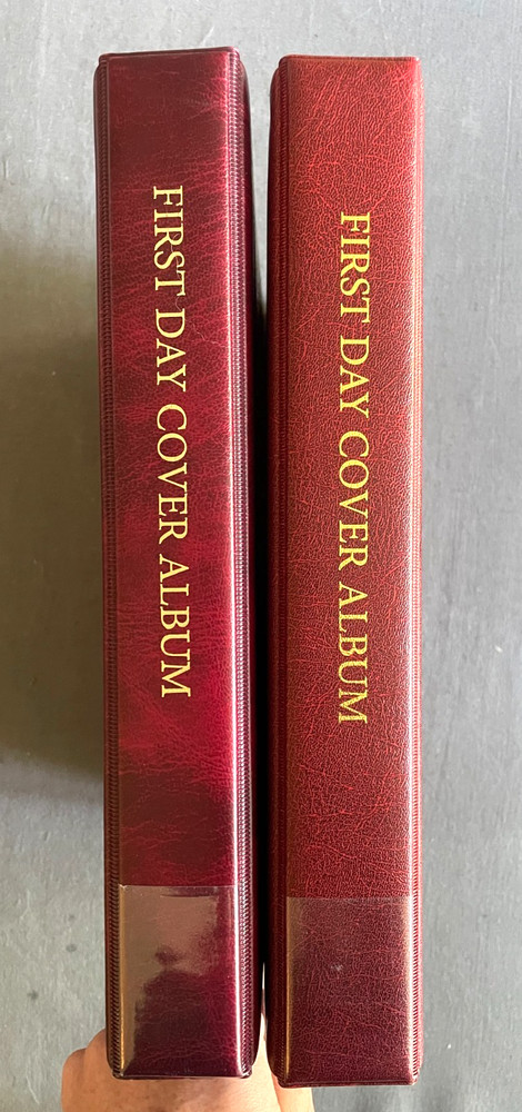 Two Red Padded First Day Cover Albums with 20 Inserts