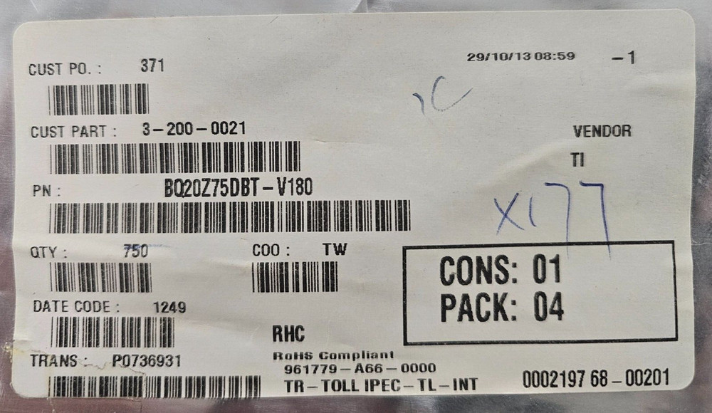 BQ20Z75DBT-V180 TI TSSOP38 Battery Multi-Function Controller - 50 Pcs