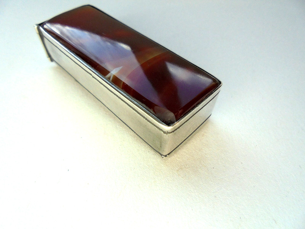 Antique Silver Agate Vesta Case