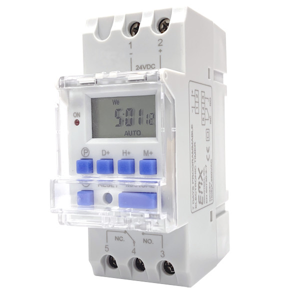 EMX PTM-120 120V Programmable Seven Day Timer DIN Rail Mount Memory BackUp