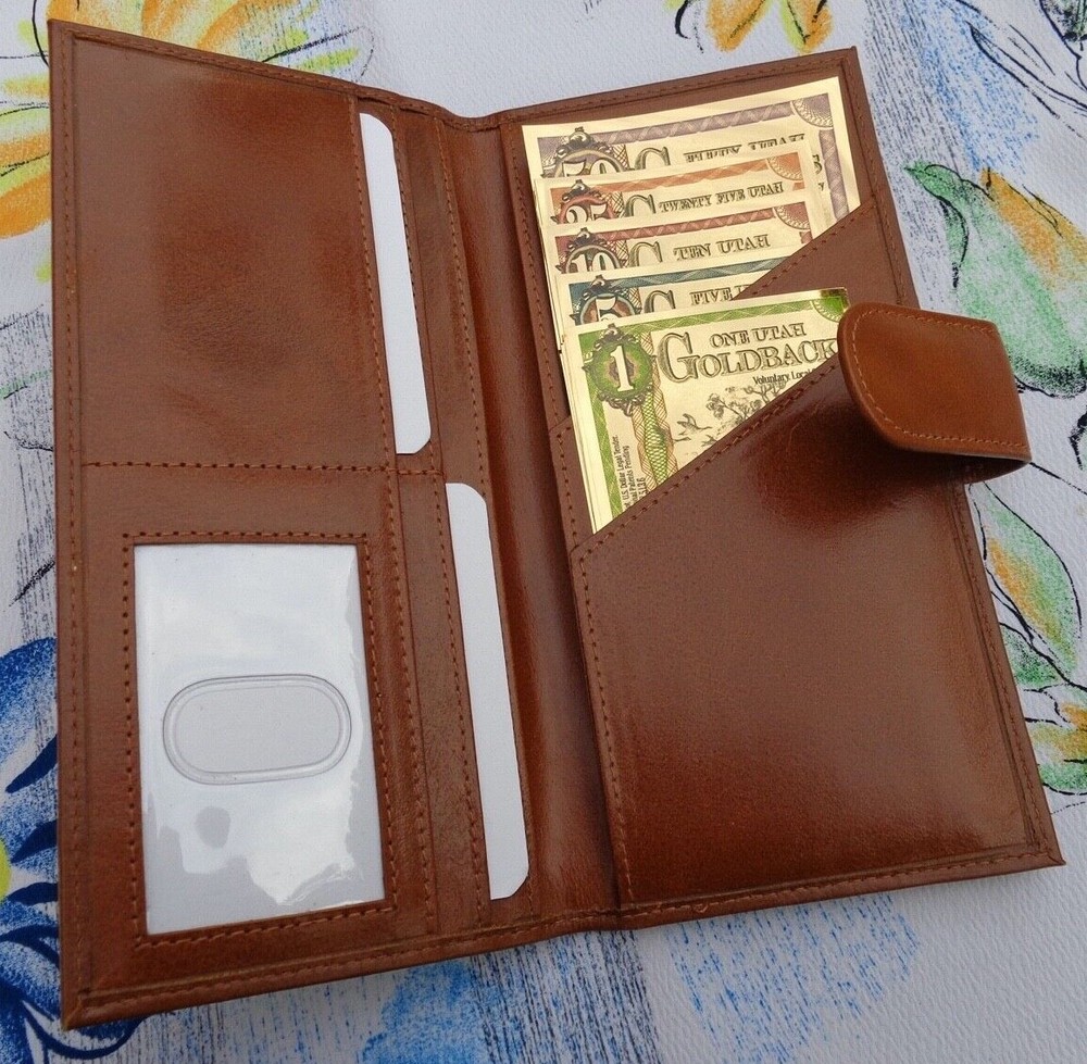 Custom Brown Leather GoldBack Wallet