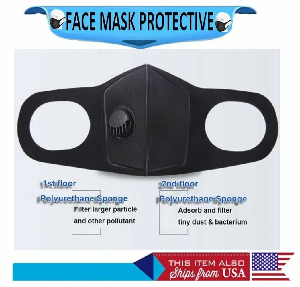 Thin Sponge Face Mask With Valve 2 items per lot