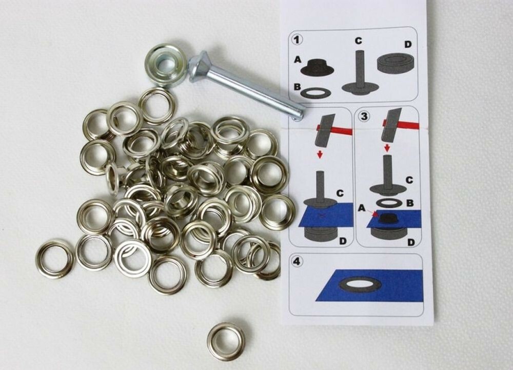 24 Eyelets & Windscreen 8 MM Inside 14 MM Outside Silver Incl. Tool