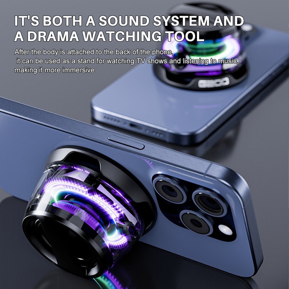 Mini Magnetic Bluetooth Speaker with RGB Lighting And Phone Holder Multifunction