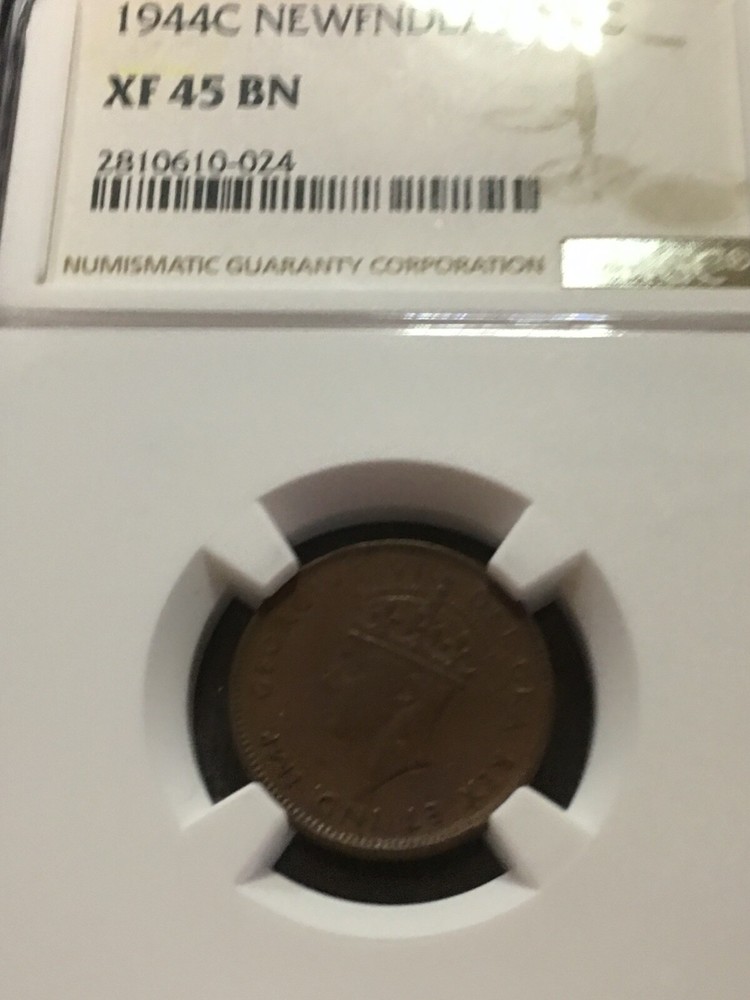 1944c NGC Graded Newfoundland Small Cent 1¢**EF-45** Cert# 024