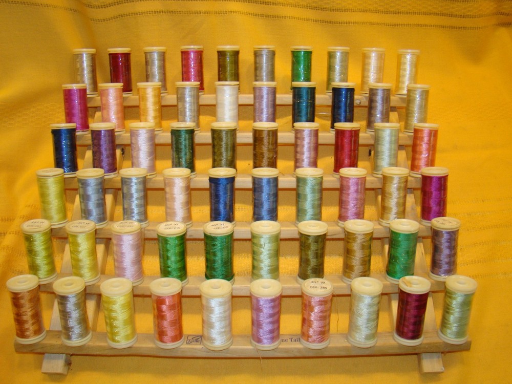 June Tailor Thread Holder Standing 60 Spool Rack PLUS 60 New Embroidery Spools