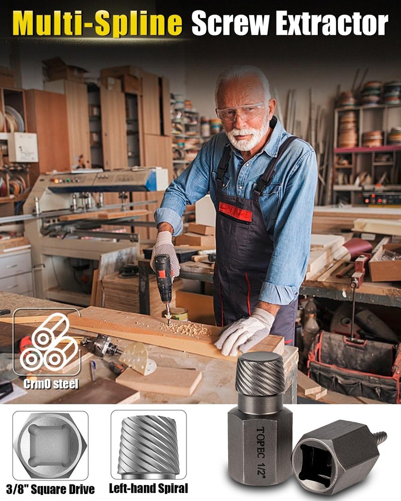 Topec 36Pcs Screw & Bolt Extractor Kit, 3-in-1 Easy Out 36 PCS