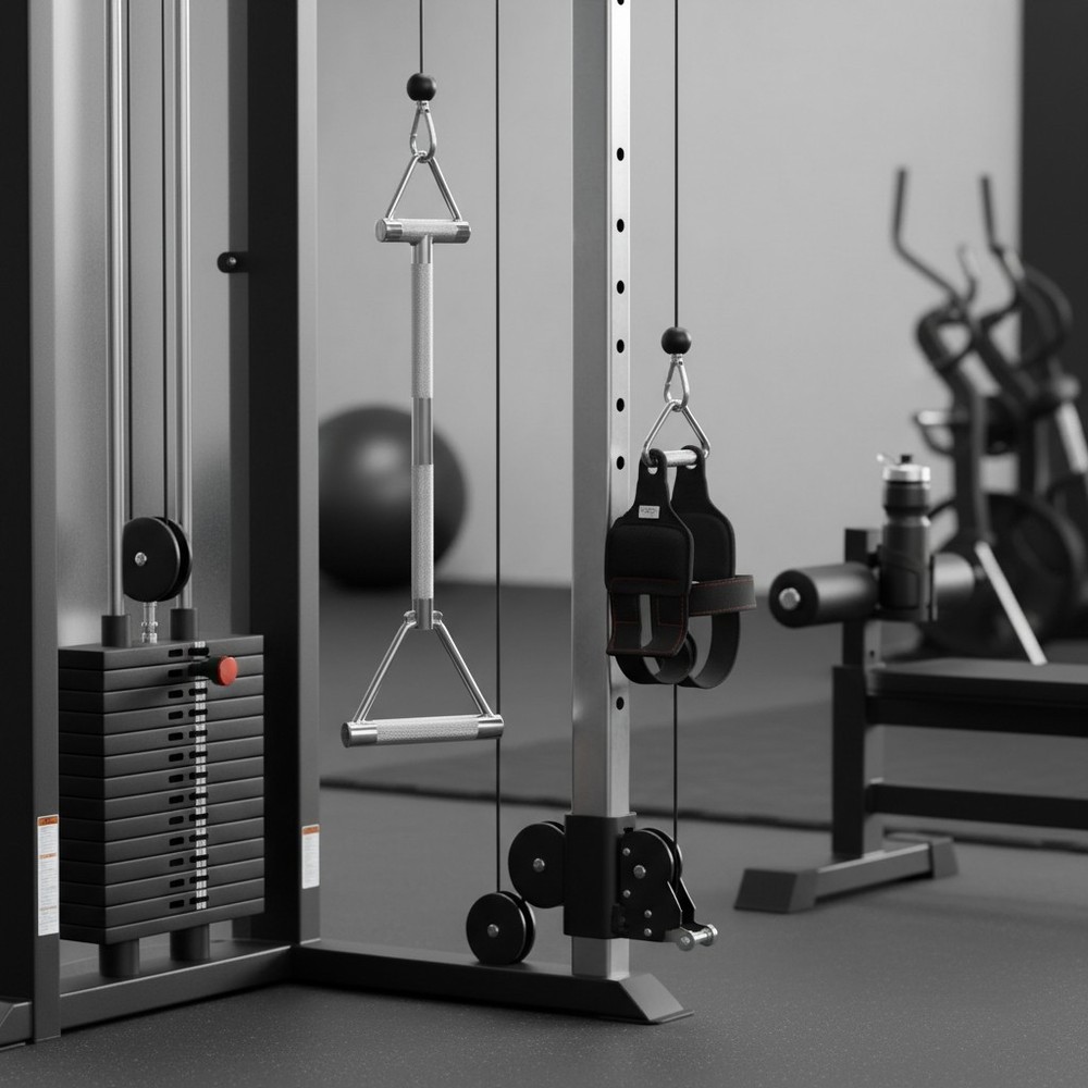Heavy-Duty Cable Machine Attachments: Double D Handle & Tricep Rope Essentials