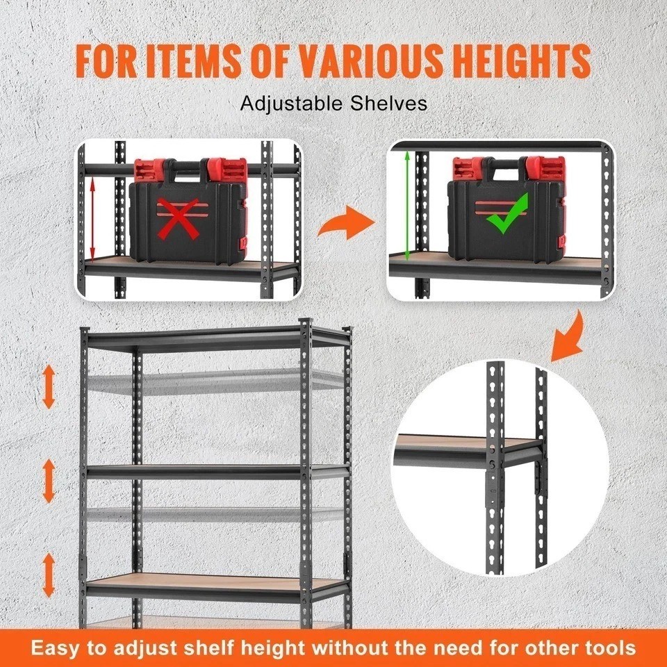 Storage Shelving Unit, 5-Tier Adjustable, 2000 lbs Capacity, Heavy Duty Ga