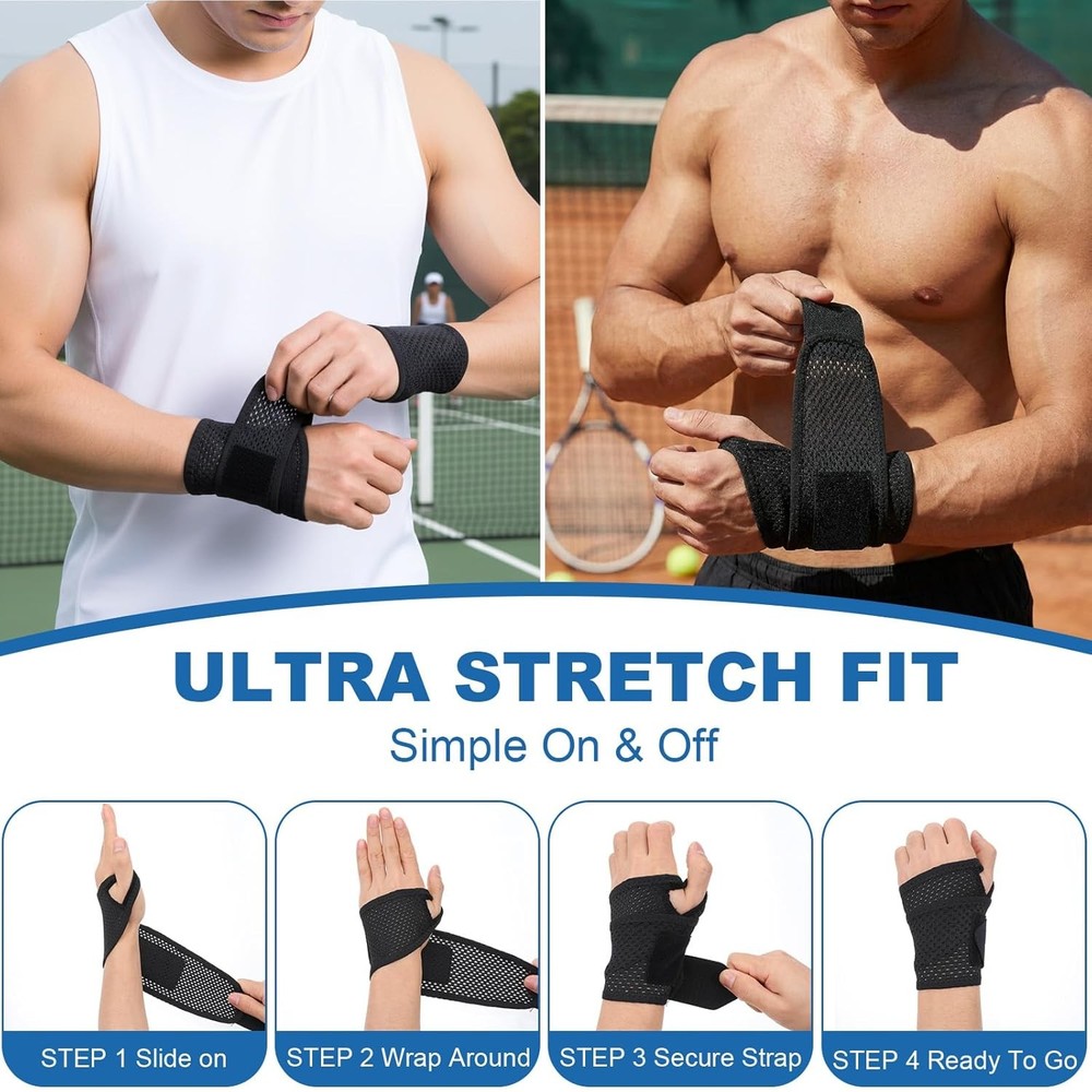 2Pcs Wrist Braces Mesh Adjustable Compression Support for Arthritis Pain Relief