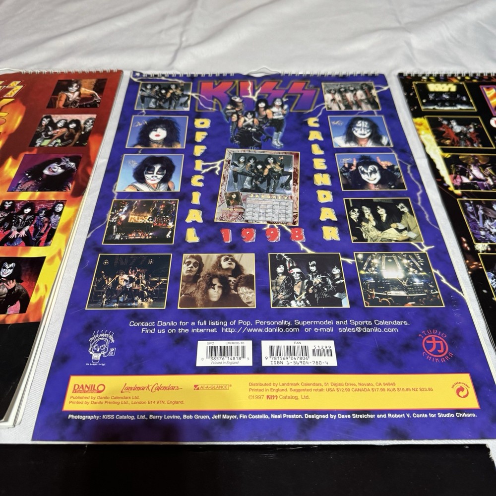 Vintage 90’s KISS Memorabilia Calendars Lot Of 8 ~ 1997 - 2004 VG Condition