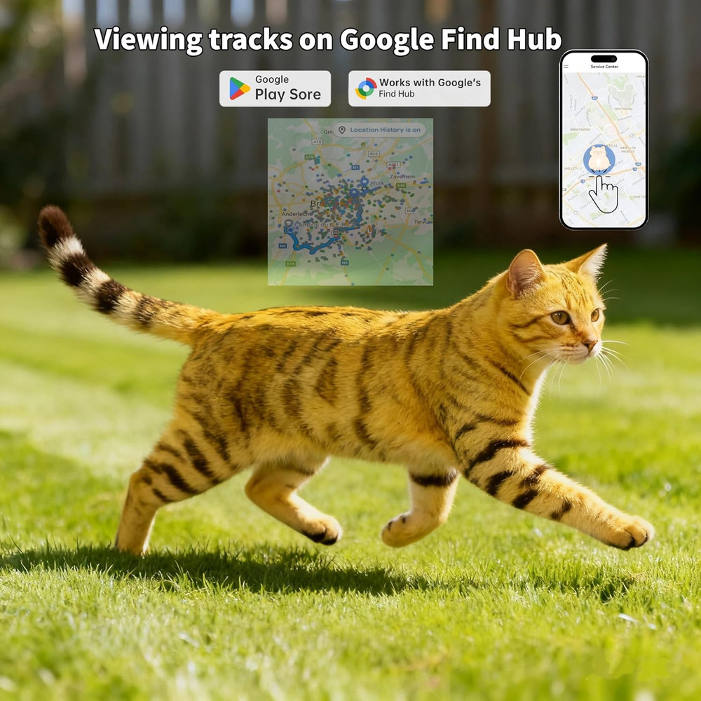 Pet Tracker,Gps Collar for Cats (Android Only) Smart Tag,Waterproof Compatible w
