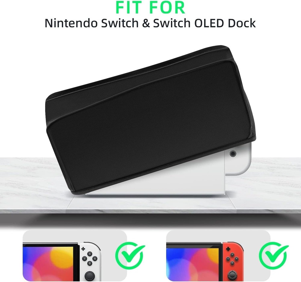 Durable Black Dust Cover for Switch/Switch OLED Dock | Scratch & Water Resistant