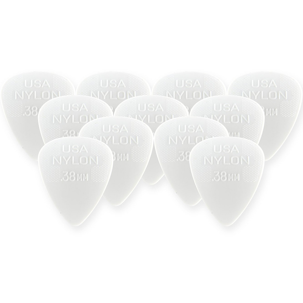 Dunlop 44P.38 - Nylon Standard Guitar Picks, White, 0.38mm (12-Pack) 1-Dozen