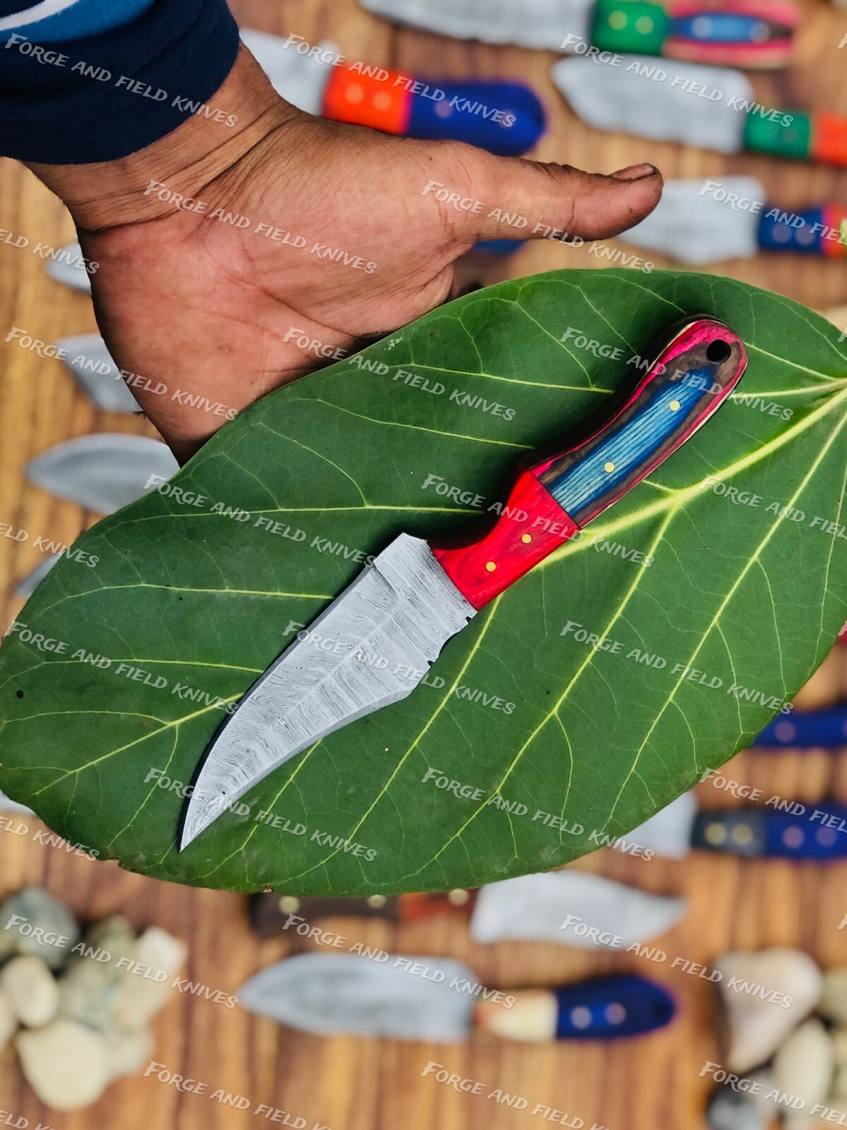 Lot of 50 Custom Handmade Damascus Steel 8" Full Tang Skinner Hunting Knifes USA