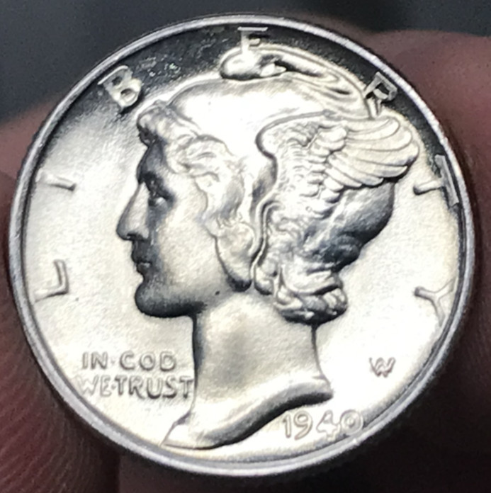 1940 10C Silver Mercury Dime Uncirculated