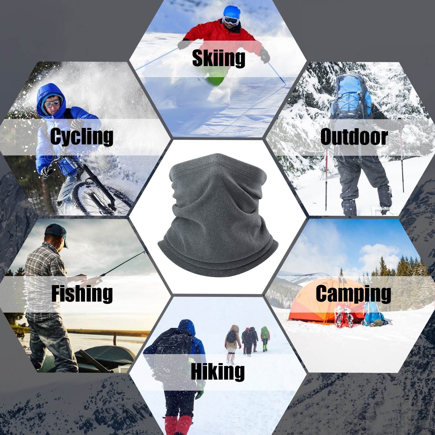 Neck Gaiter Warmer Polar Fleece Neck Scarf Winter Ski Tube Scarf Half Face Mask