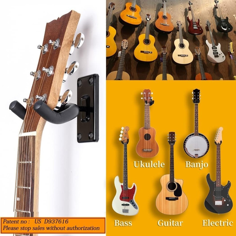 Versatile Black Metal Guitar Wall Mount - Perfect for Showcasing Instruments