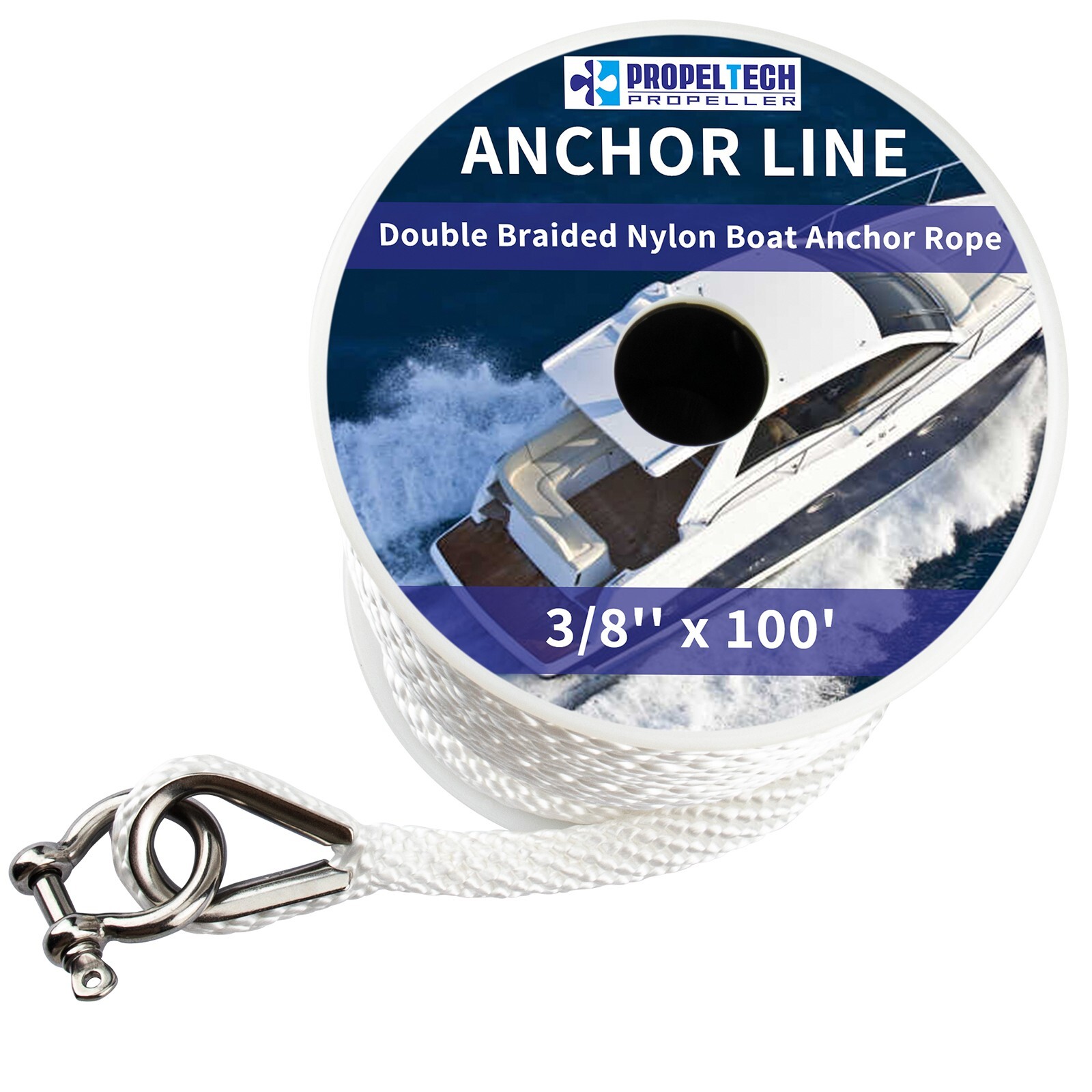 Anchor Rope Braided Anchor Line 3/8Inch 100 FT Premium Solid Braid MFP Boat Rop