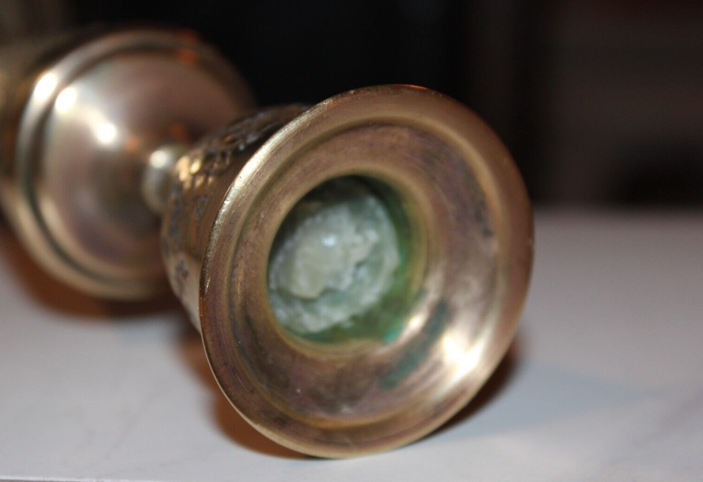 Antique Brass Candlestick Ornate Reposse