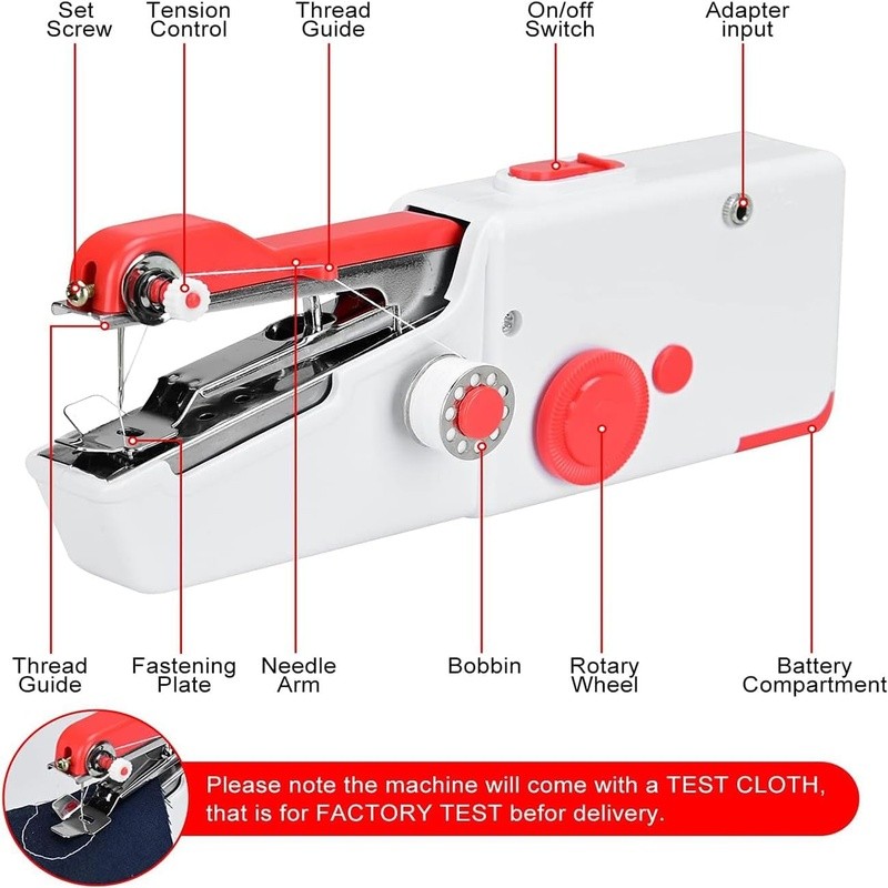 Portable Handheld Sewing Machine Mini Easy Use Beginners All Fabric DIY Projects