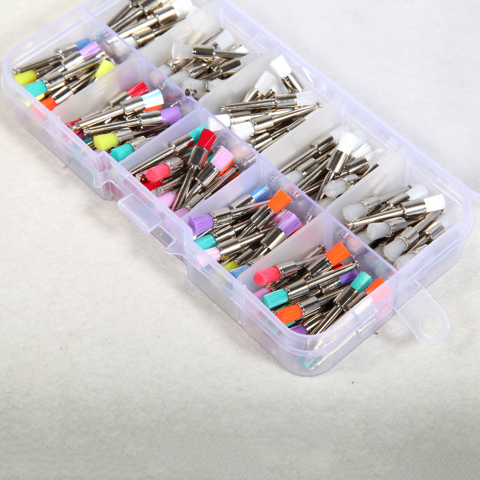 200 Pcs Dental White & Colorful Nylon Latch Flat Polishing Polisher Prophy Brush