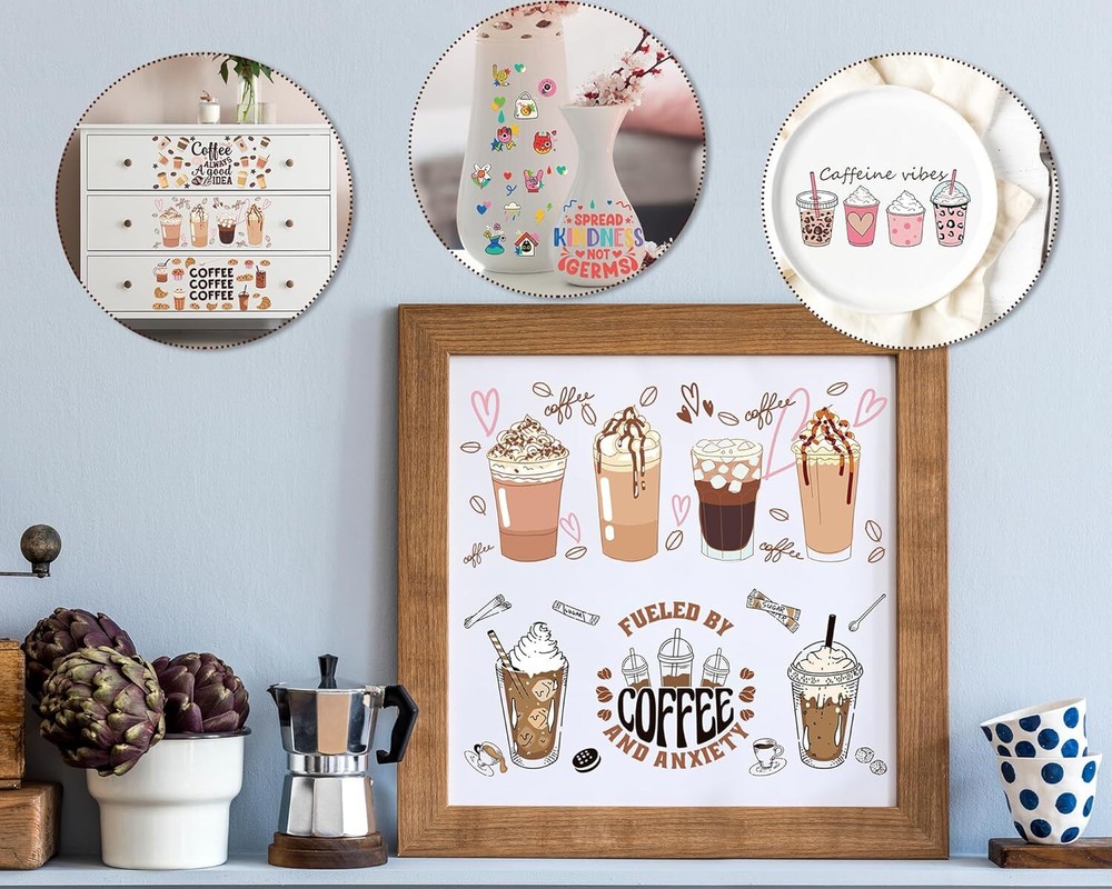 UV DTF Cup Wrap - 8 Sheets Coffee Wraps for 16 oz Cake