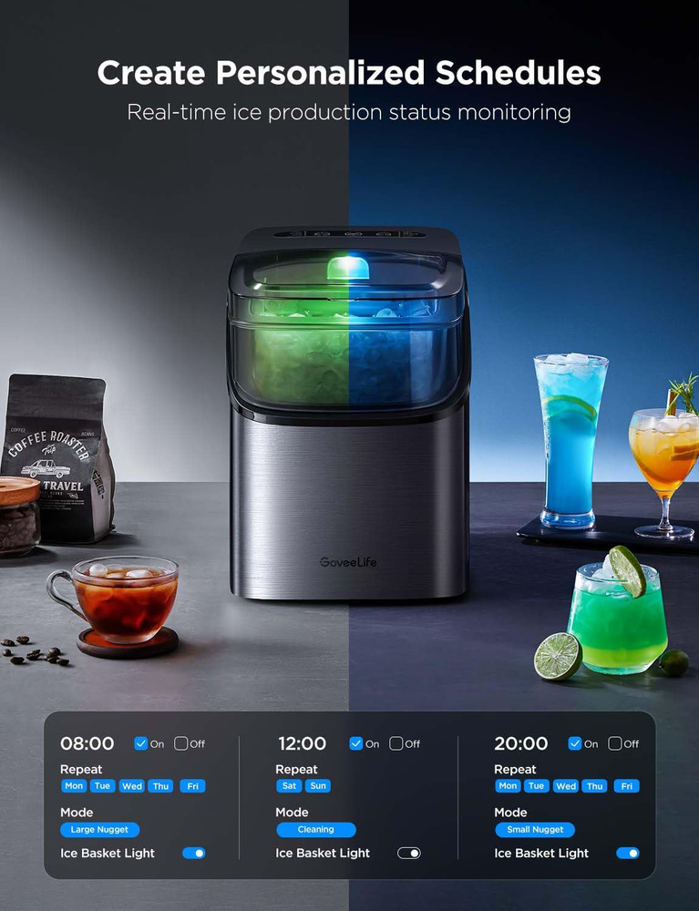 Smart Ice Maker Countertop, Portable Ice Machine with Voice Control, 9 Ice Cubes