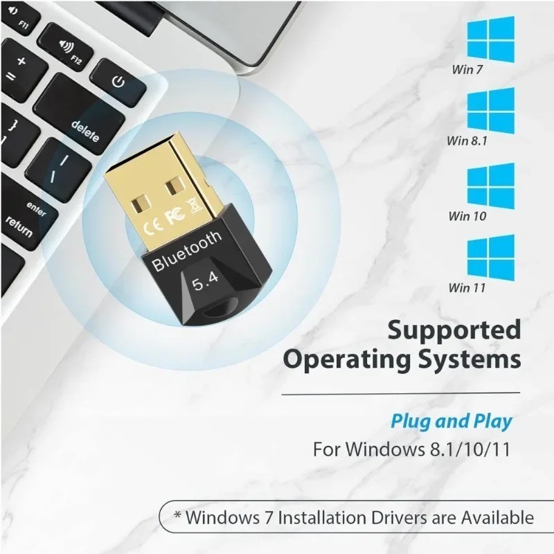 USB Bluetooth 5.4 Adapter for PC Dongle Receiver for Mouse Keyboard Speaker Audi