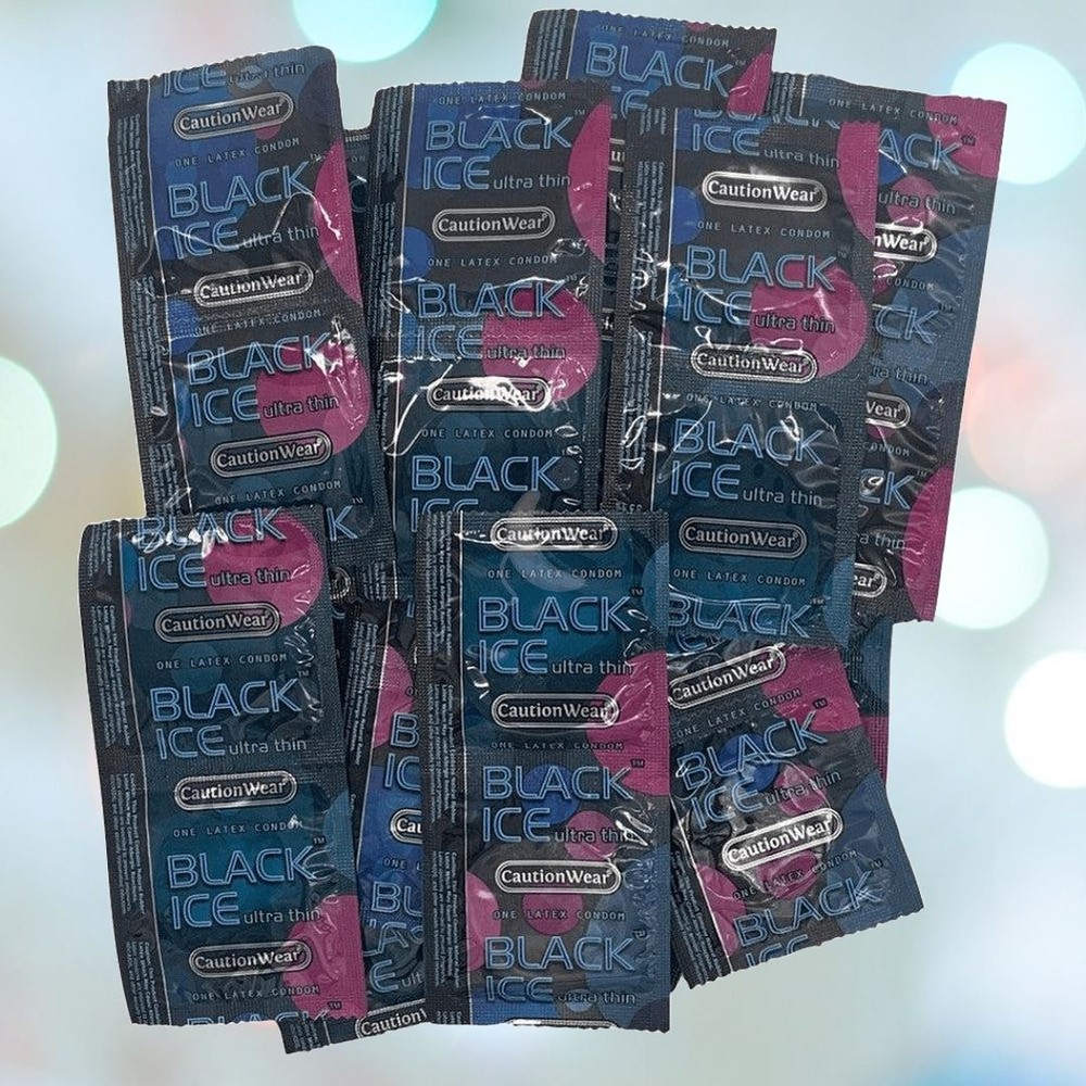 Caution Wear Black Ice Condoms | 36-Pack