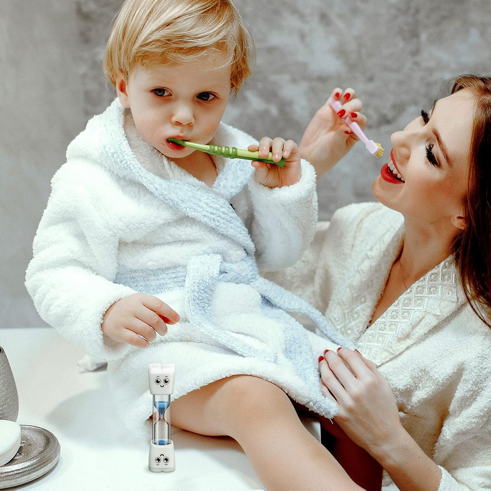 4 Pieces Toothbrush Timer for Kids 2 Minute Sand Timer Smile Pattern Tooth Brush