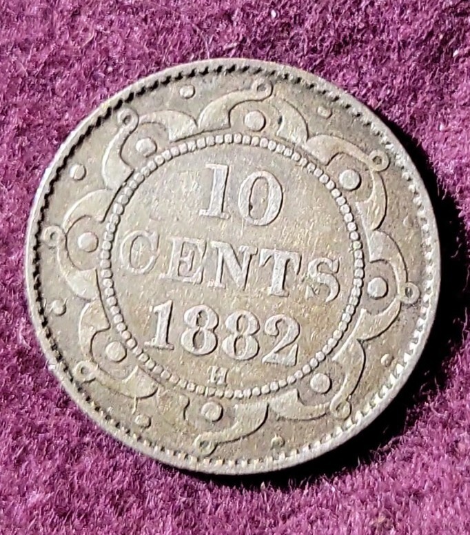 1882-H NEWFOUNDLAND CANADA 10 cent silver  - Solid VF  stk#k917