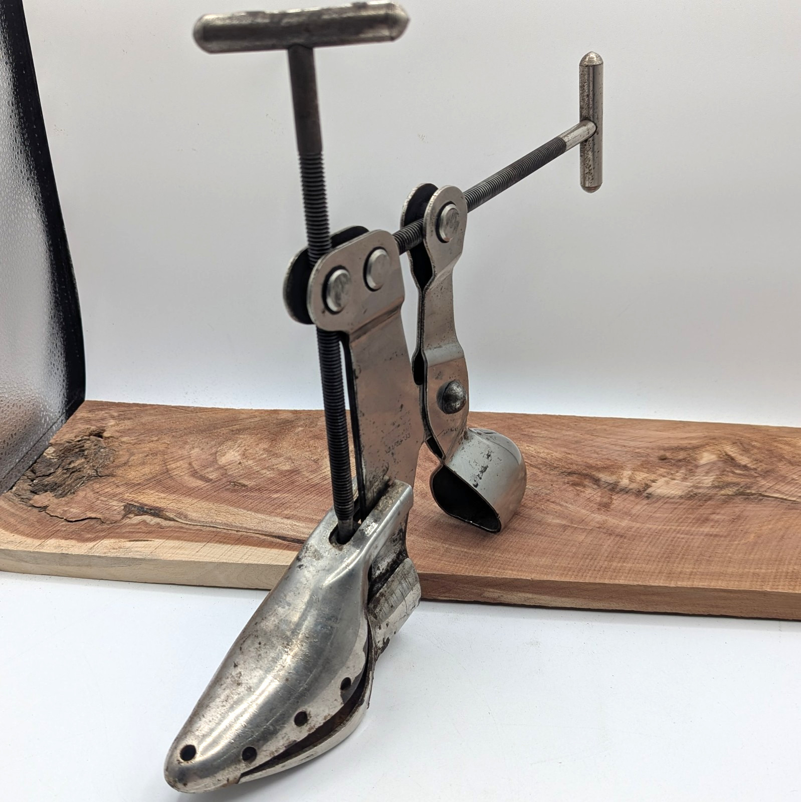 Vintage 1929 Nu-Way Steel Industrial Steampunk Shoe Stretcher Factory Sizer