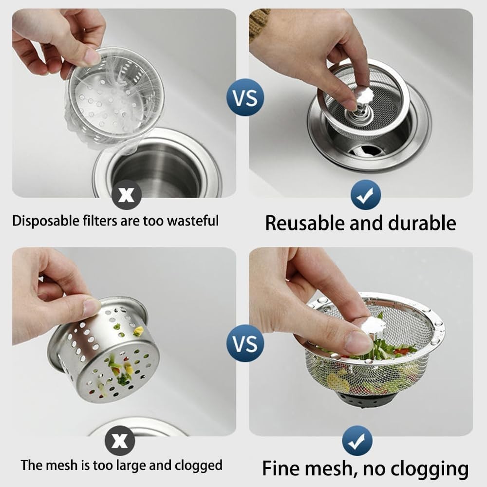 2Pack Stainless Steel Kitchen Sink Strainers