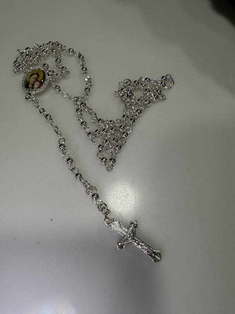 Rosary From Italy Prayer Silver Cross Religious