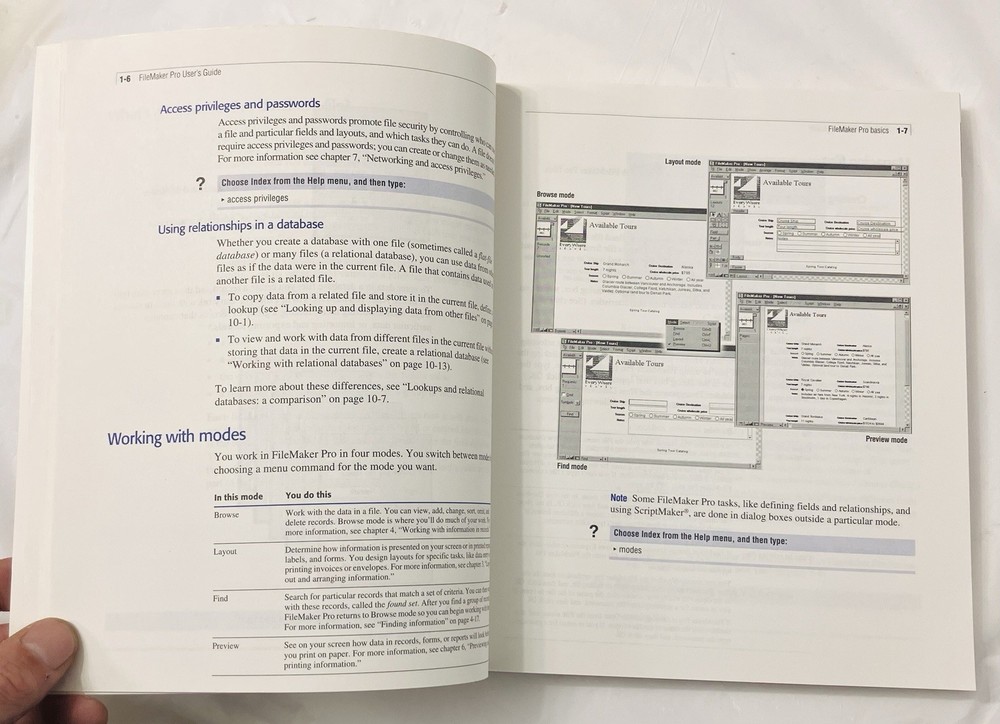 Claris FileMaker Pro User Guide Windows 95 Vintage Manual Software Reference PB