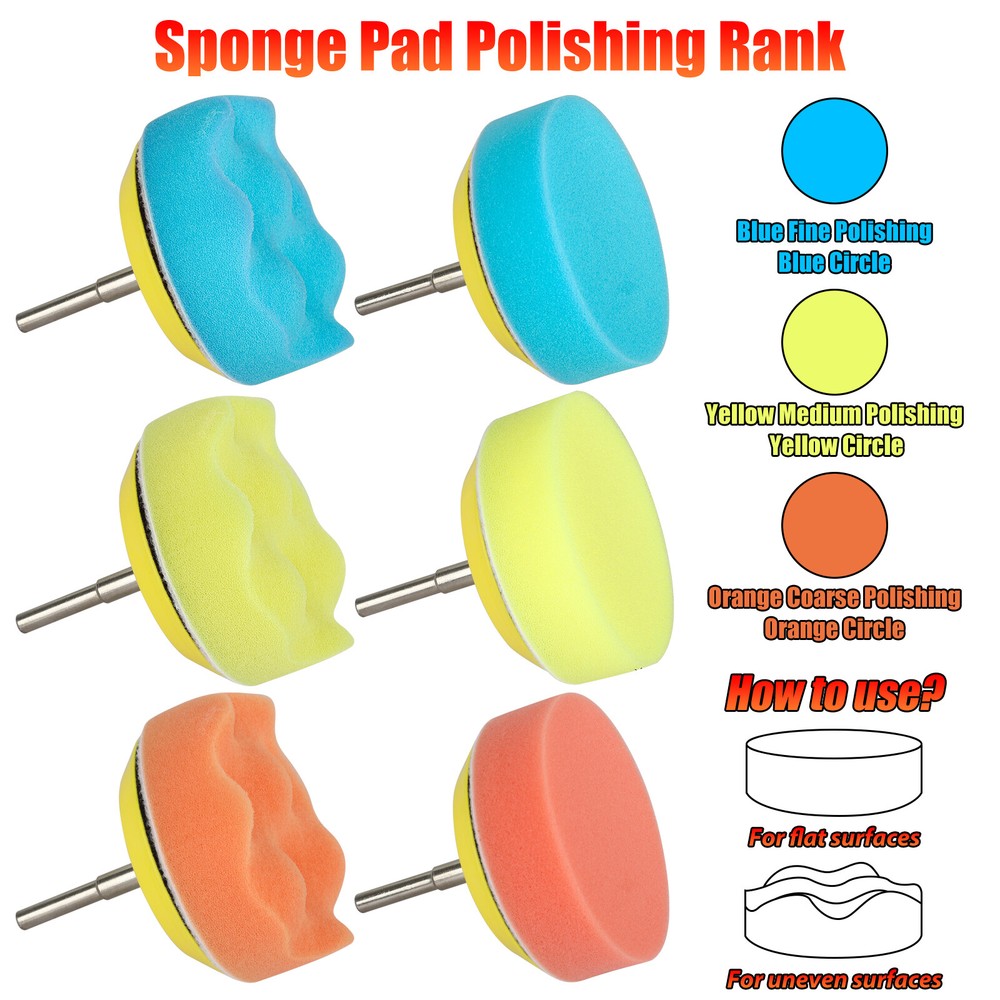 132Pcs 3" Sanding Discs Foam Buffering Sponge Pad Sander Paper + Drill Adapter