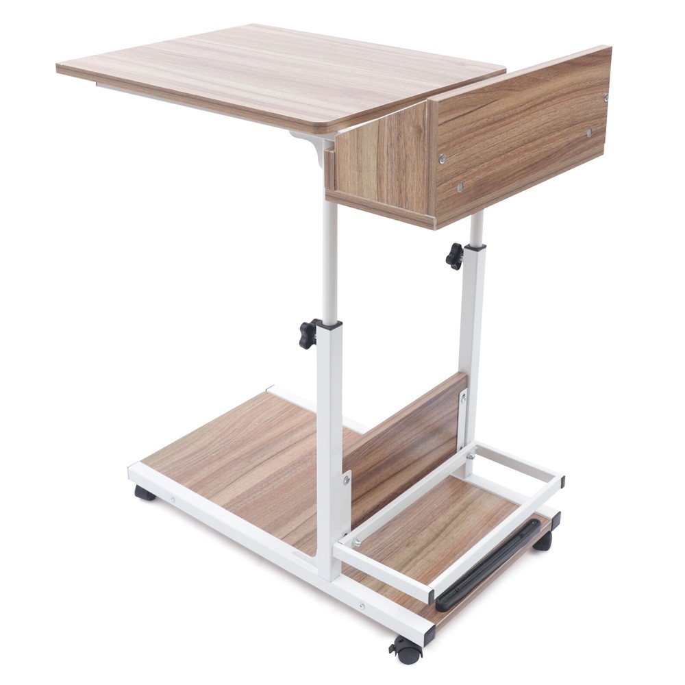 Rolling Laptop Desk Bedside Table Computer Over Bed Standing Height Adjustable