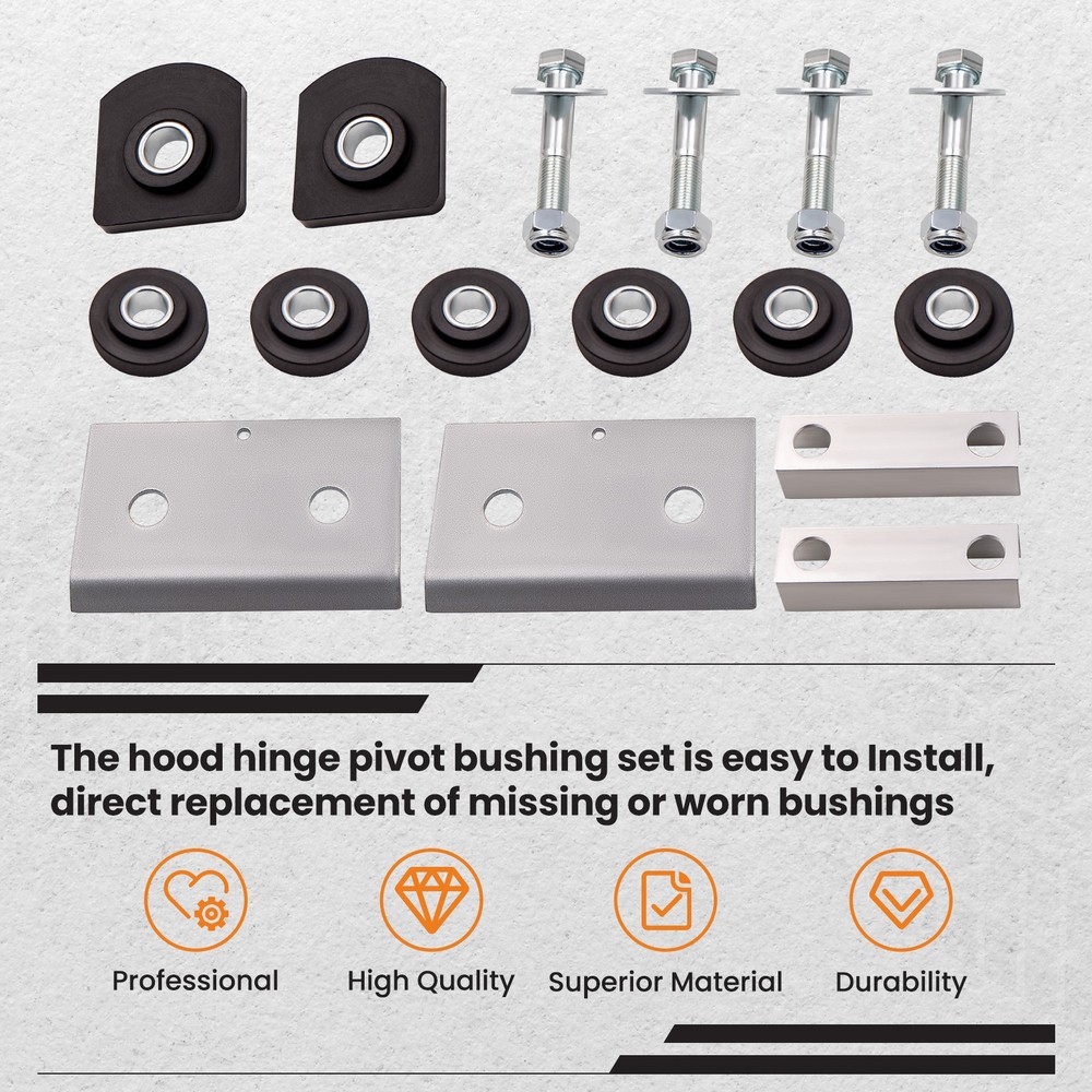 Hood Hinge Pivot Polyurethane Bushing & Mounting Bolt Set Fit for Peterbilt 379