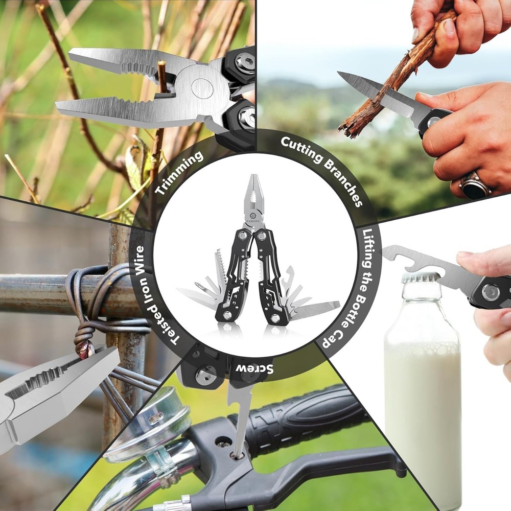 Compact Multitool with Locked Safety Feature - Perfect for Camping & Hiking