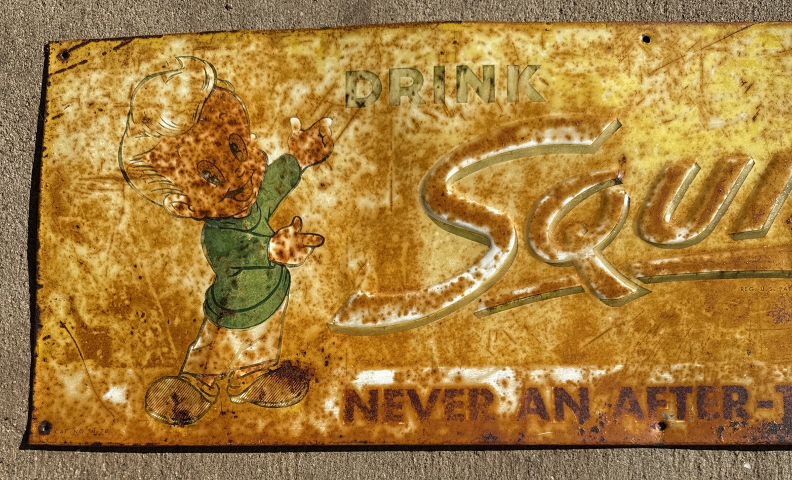 Original 1951 Squirt Soda Metal Advertising Sign 9 1/2 X 27 1/2”