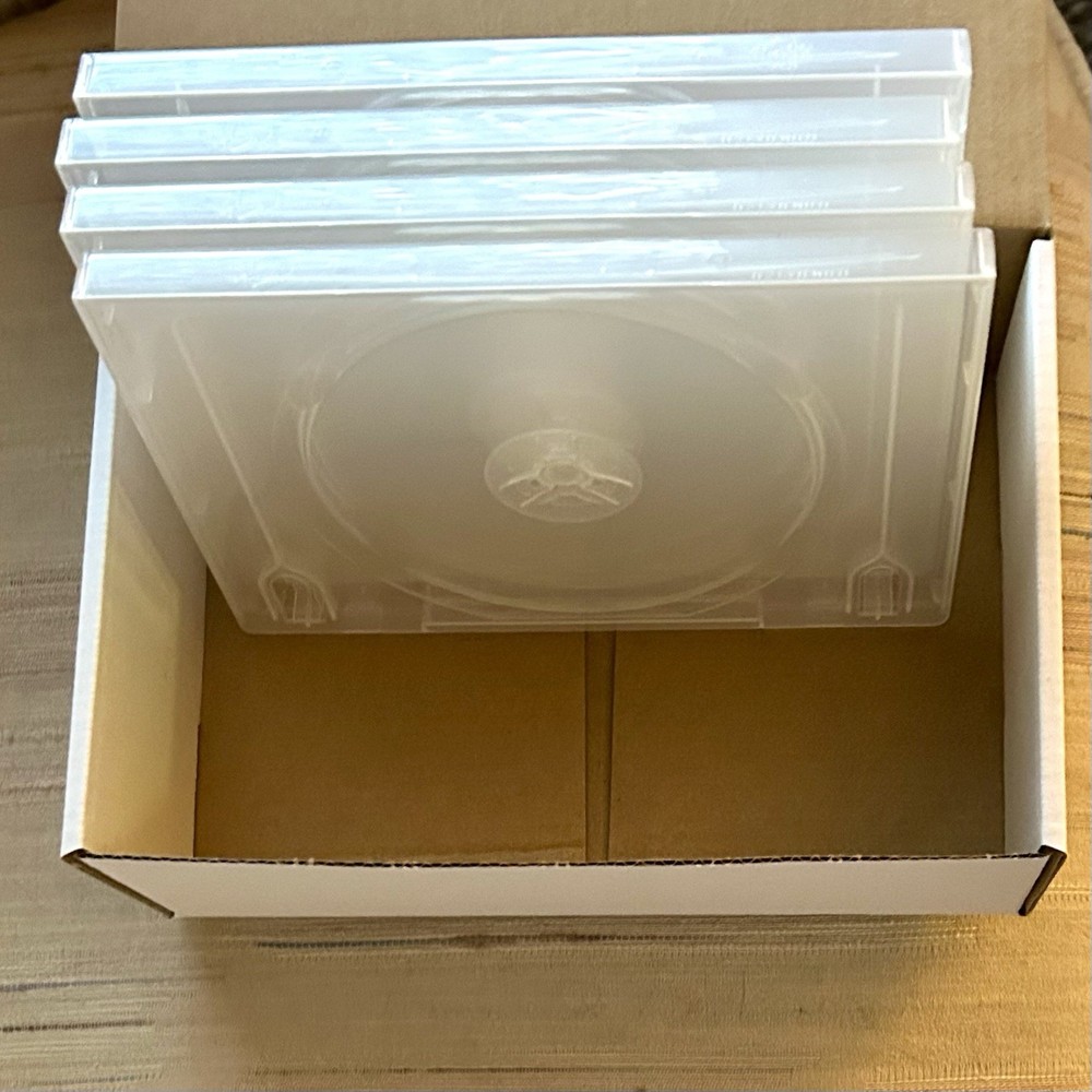 Four (4) Empty Double Disc DVD Replacement Case Clear 2 Disc Capacity