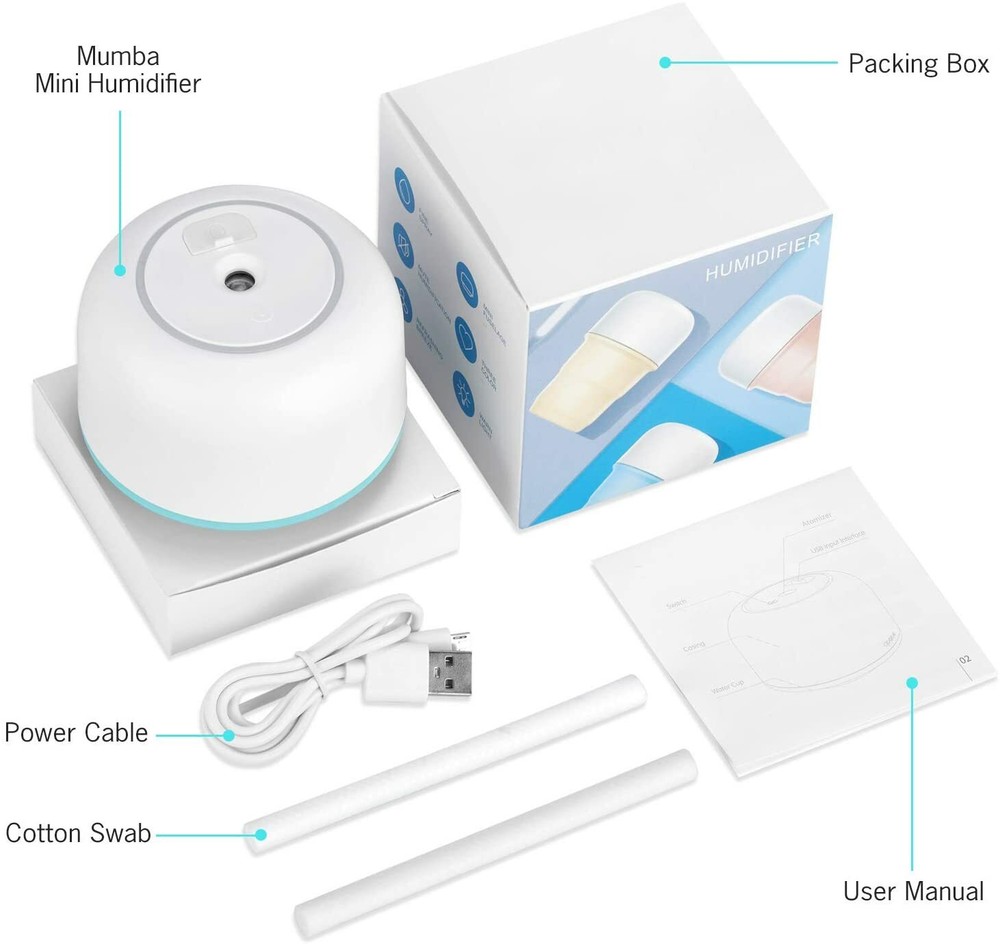 Mumba Mini Humidifier USB Powered Cool Mist Air Diffuser Collapsible Water Tank