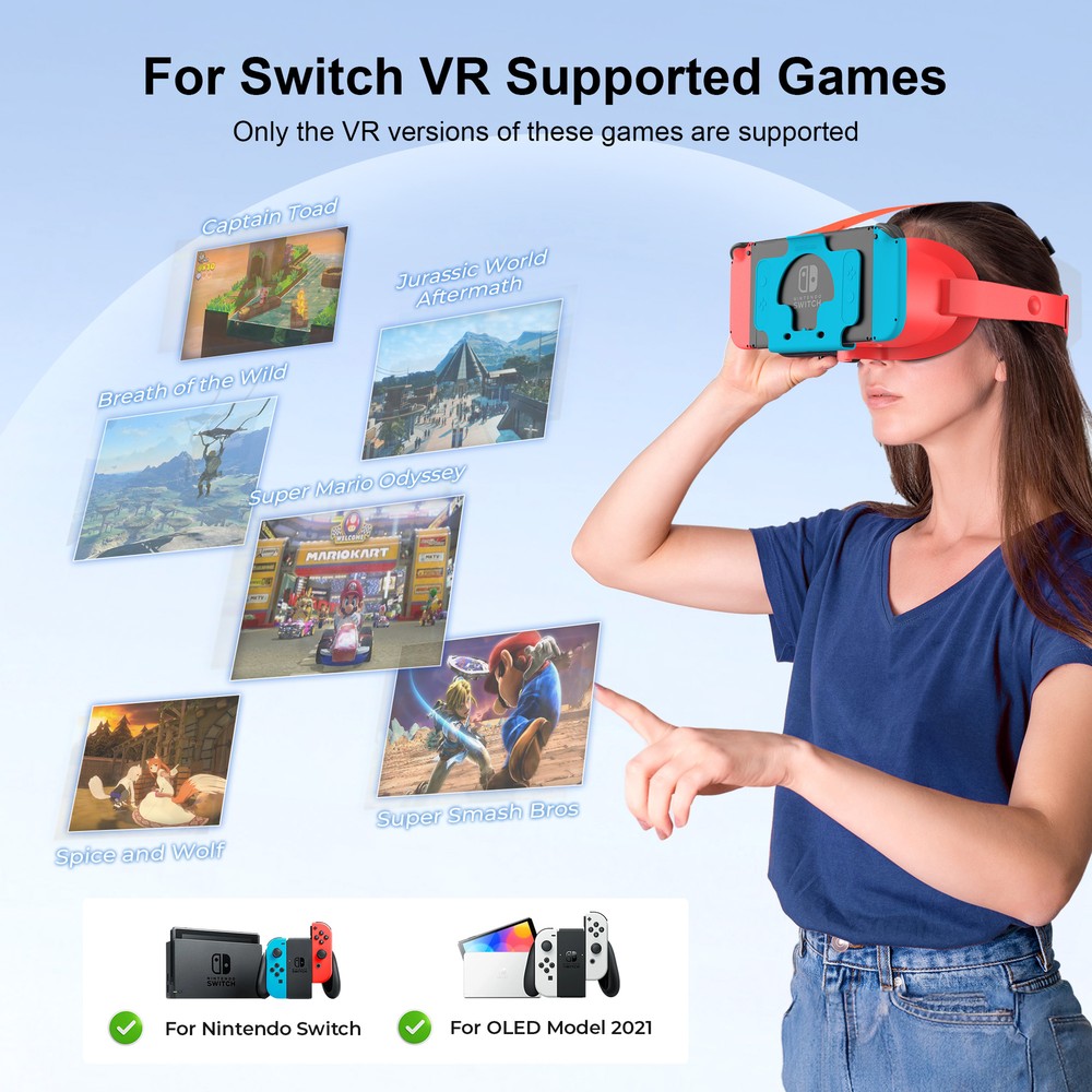 VR Headset for Nintendo Switch/OLED Virtual Reality Glasses w/Adjustable Lense