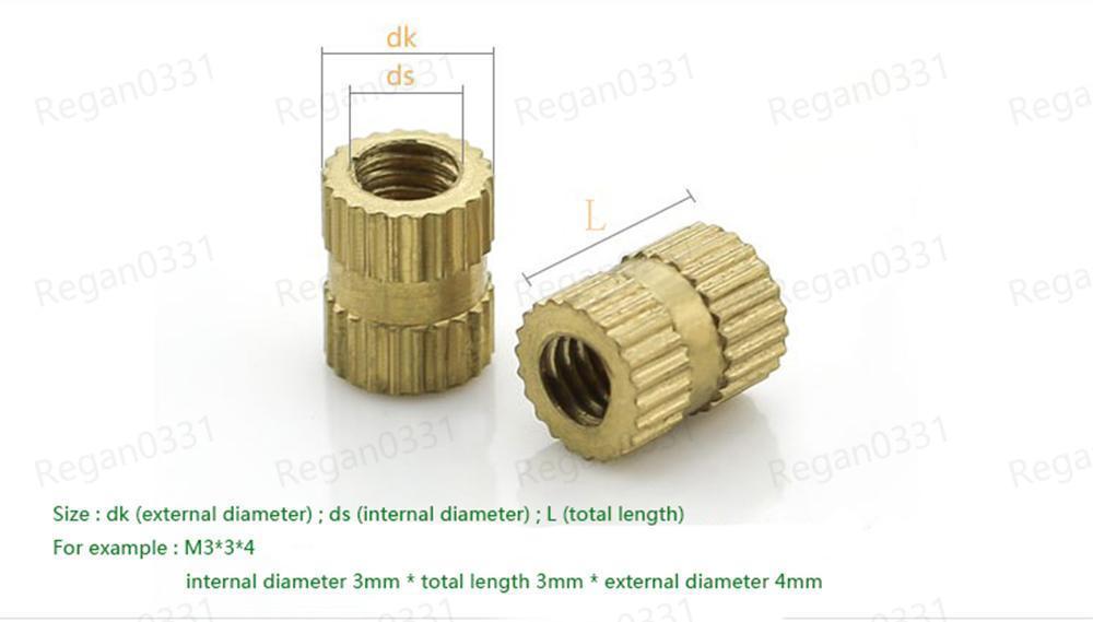 M2 M2.5 M3 M4 M6 Brass Cylinder Knurled Threaded Round Insert Embedded Nuts