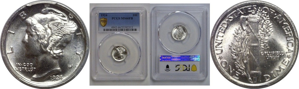 1924 Mercury Dime   PCGS MS-66 FB