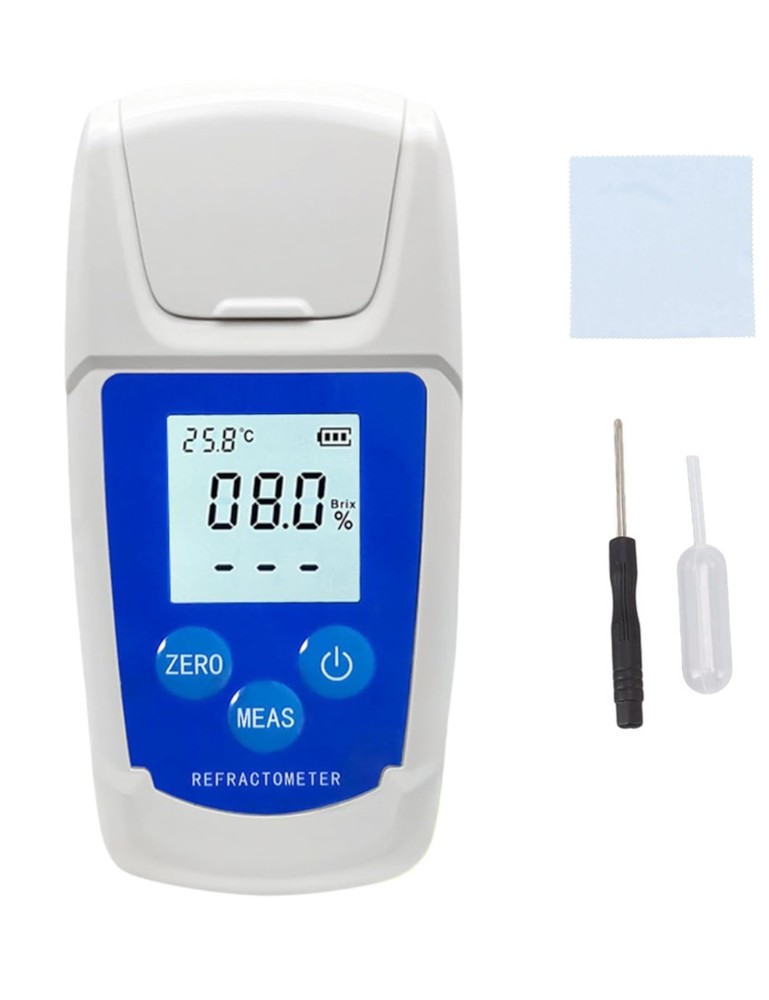 Digital Brix Refractometer, 0-55% Range, ±0.2% Accuracy, Backlight Display,...
