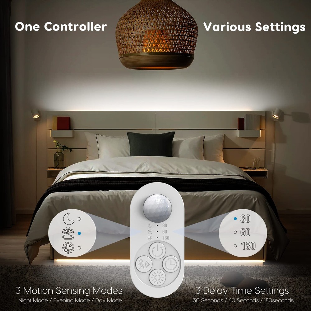 Dual Motion Sensor Light Indoor - Plug-in Motion Activated LED Stair Step wit