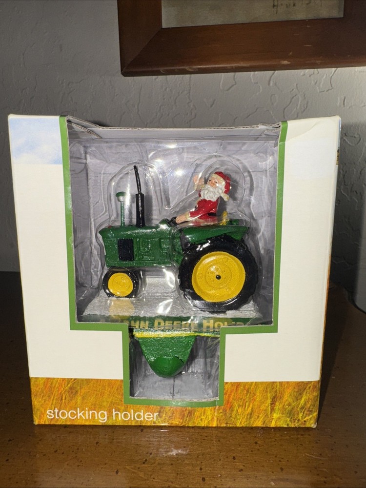 John Deere Santa On Tractor Stocking Holder