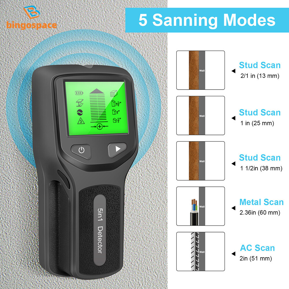 5-in-1 Stud Finder Metal Pipe Sensor Wire Detector Multifunctional Wall Scanner